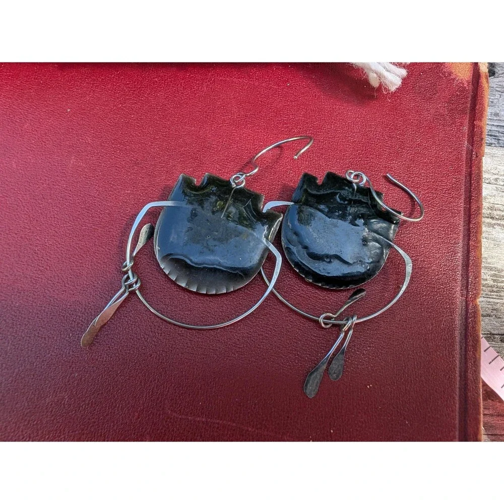 Vintage Abstract Enamel Metal Dangle Earrings